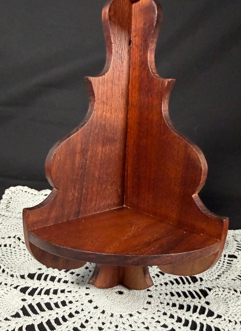 Vintage Wooden Corner Wall Shelf Cottagecore Wood Miniature Display